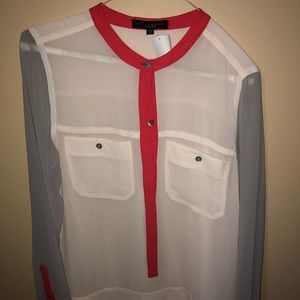 Shear Color Block Button-Up